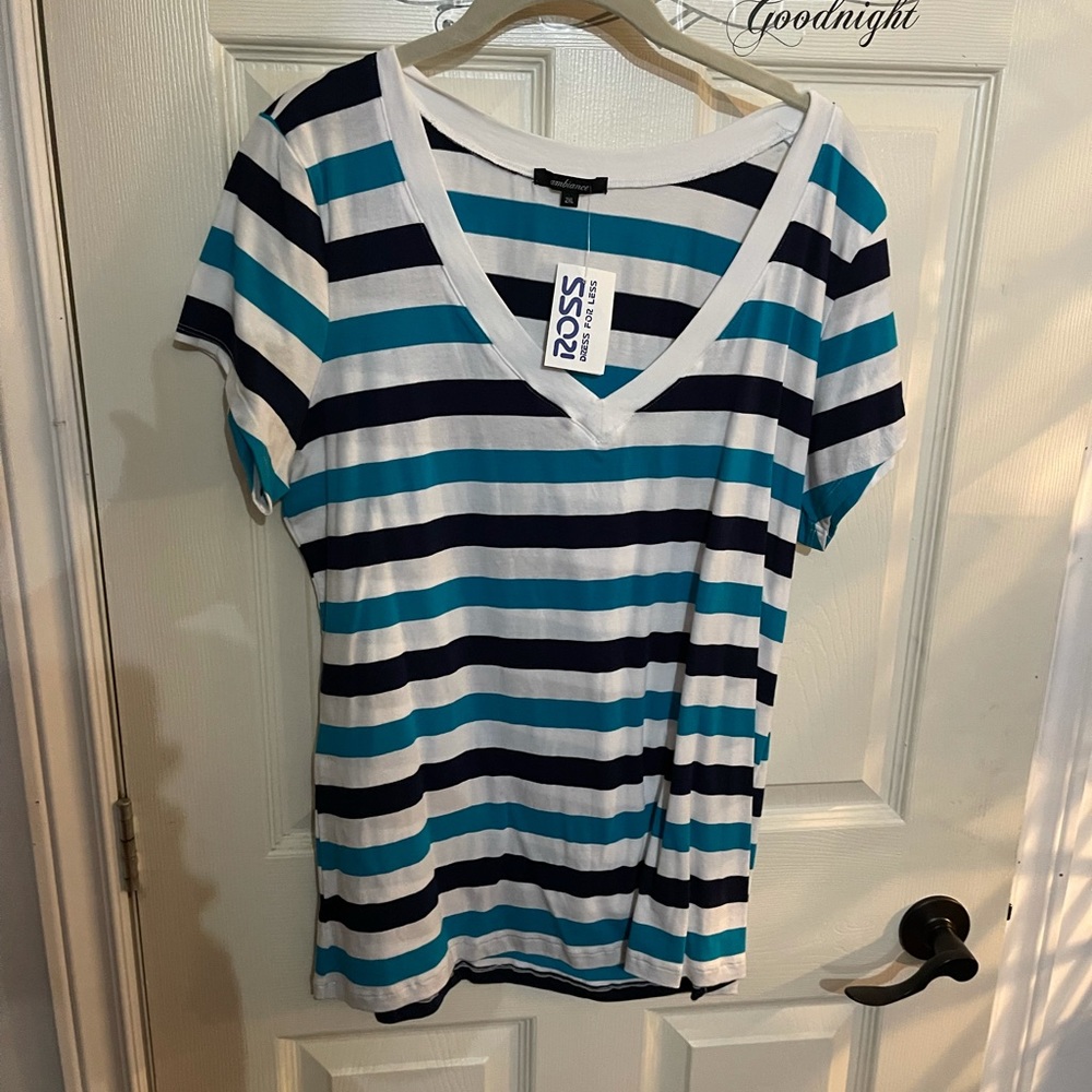 NWT - Blue & White Striped Shirt - Plus